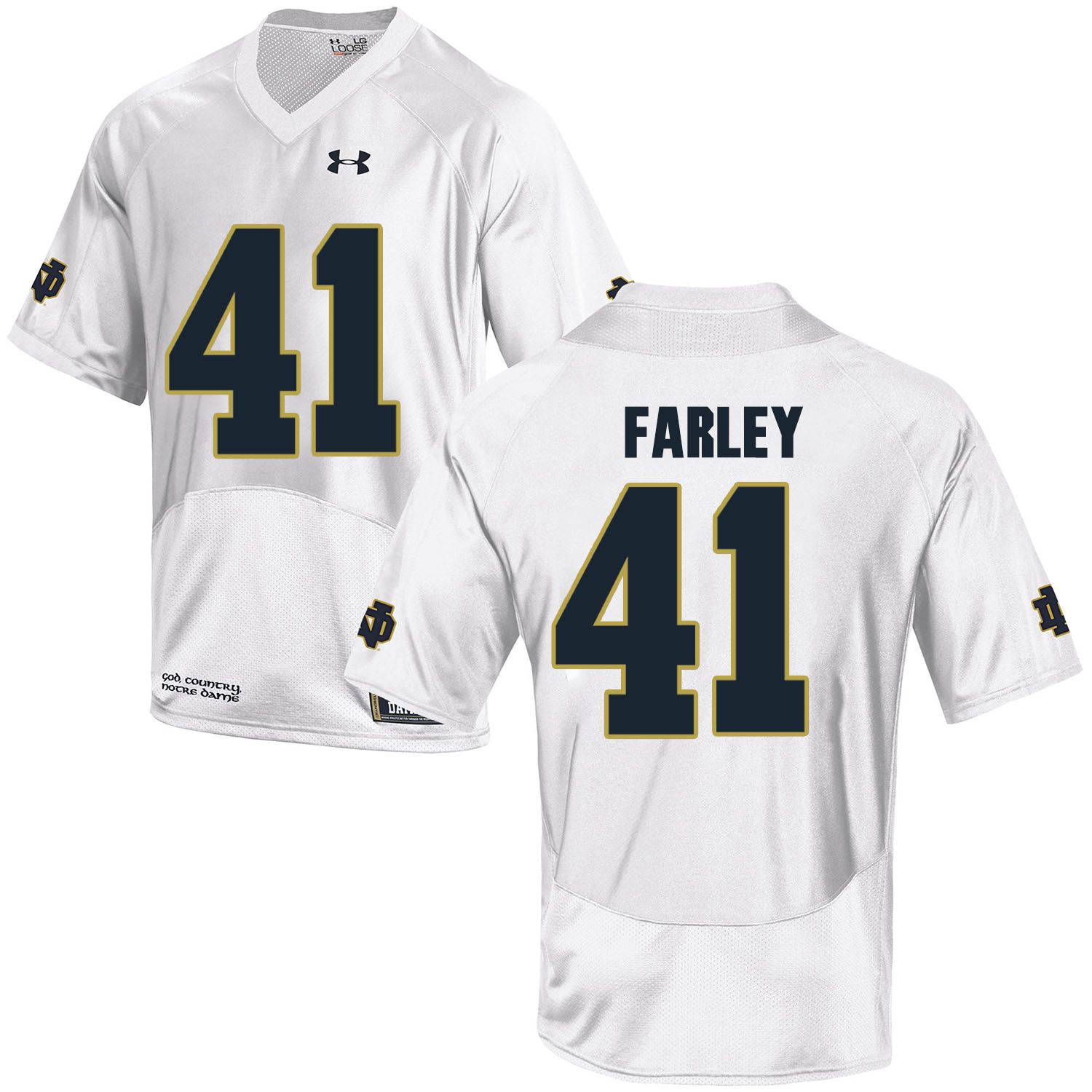 Men Norte Dame Fighting Irish #41 Farley White Customized NCAA Jerseys